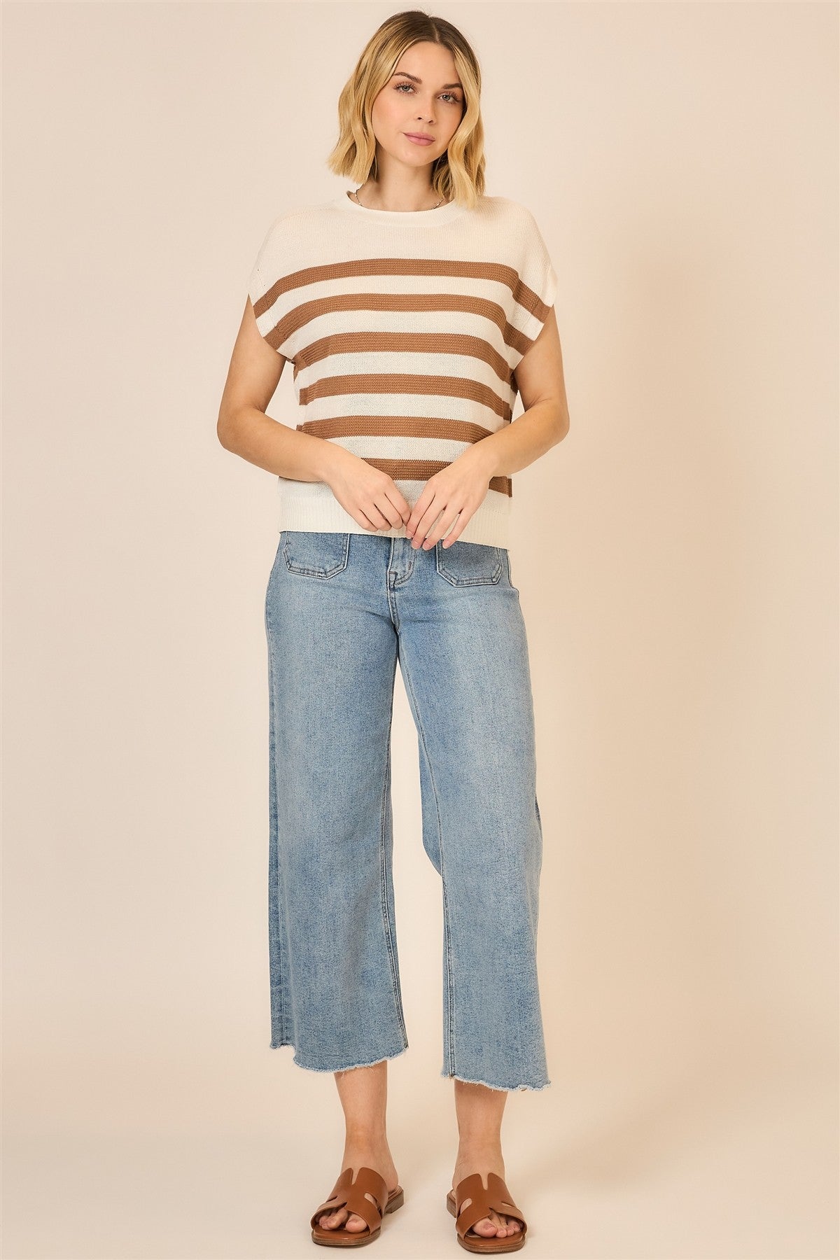 LIGHT KNIT CAP SLEEVE TOP