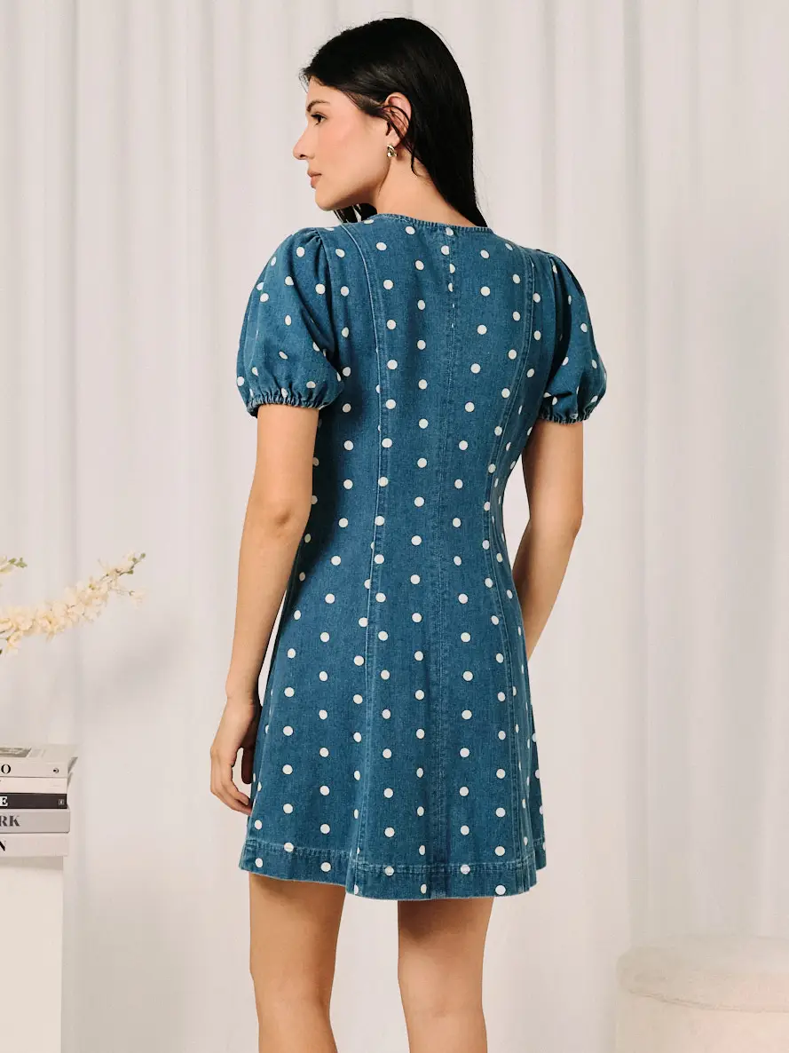 Polka Dot Zip-Front Mini Dress