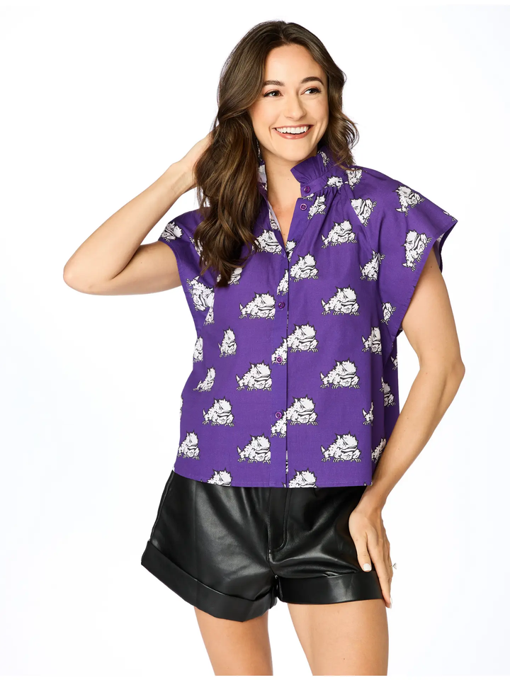 THE HORNED FROGS POPLIN BLOUSE