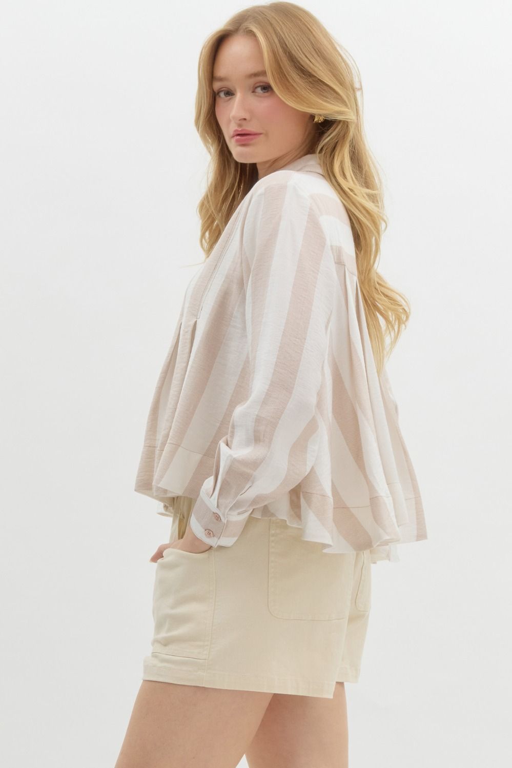 Sunkissed Stripes Button-Up Blouse