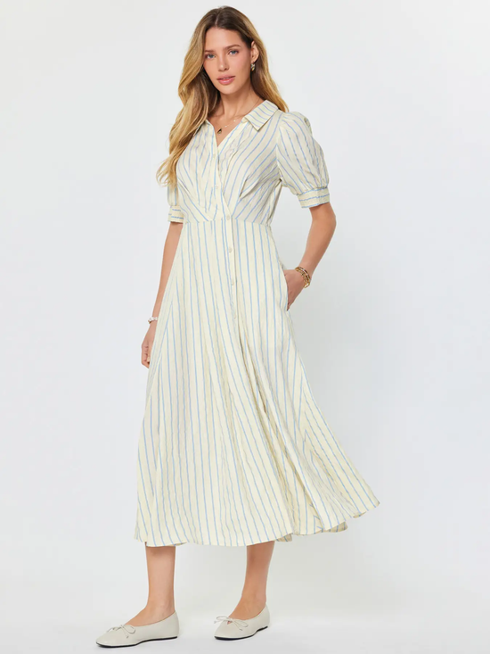 STRIPED BUTTON MAXI DRESS