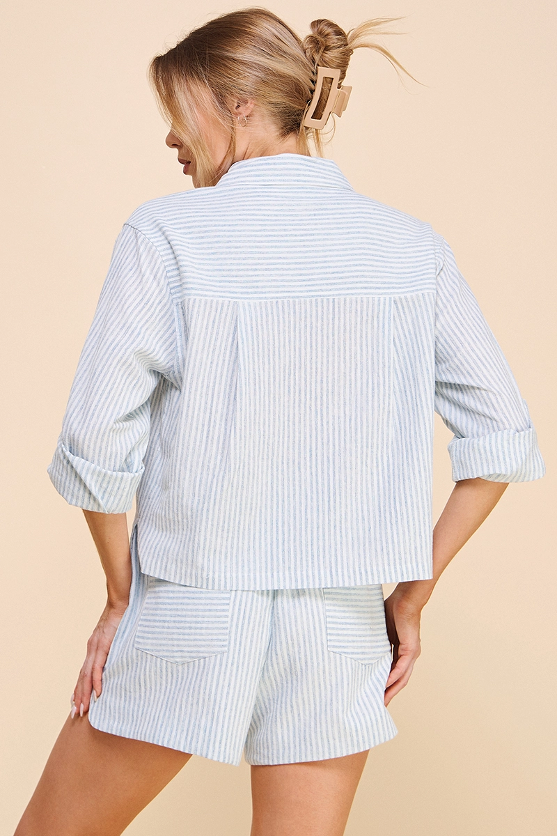 CROPPED LINEN LONG SLEEVE SHIRT