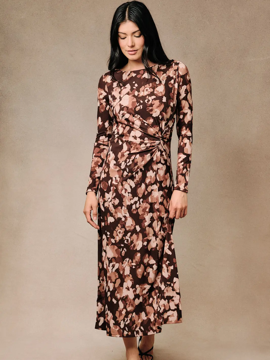 Floral Side-Knot Midi Dress