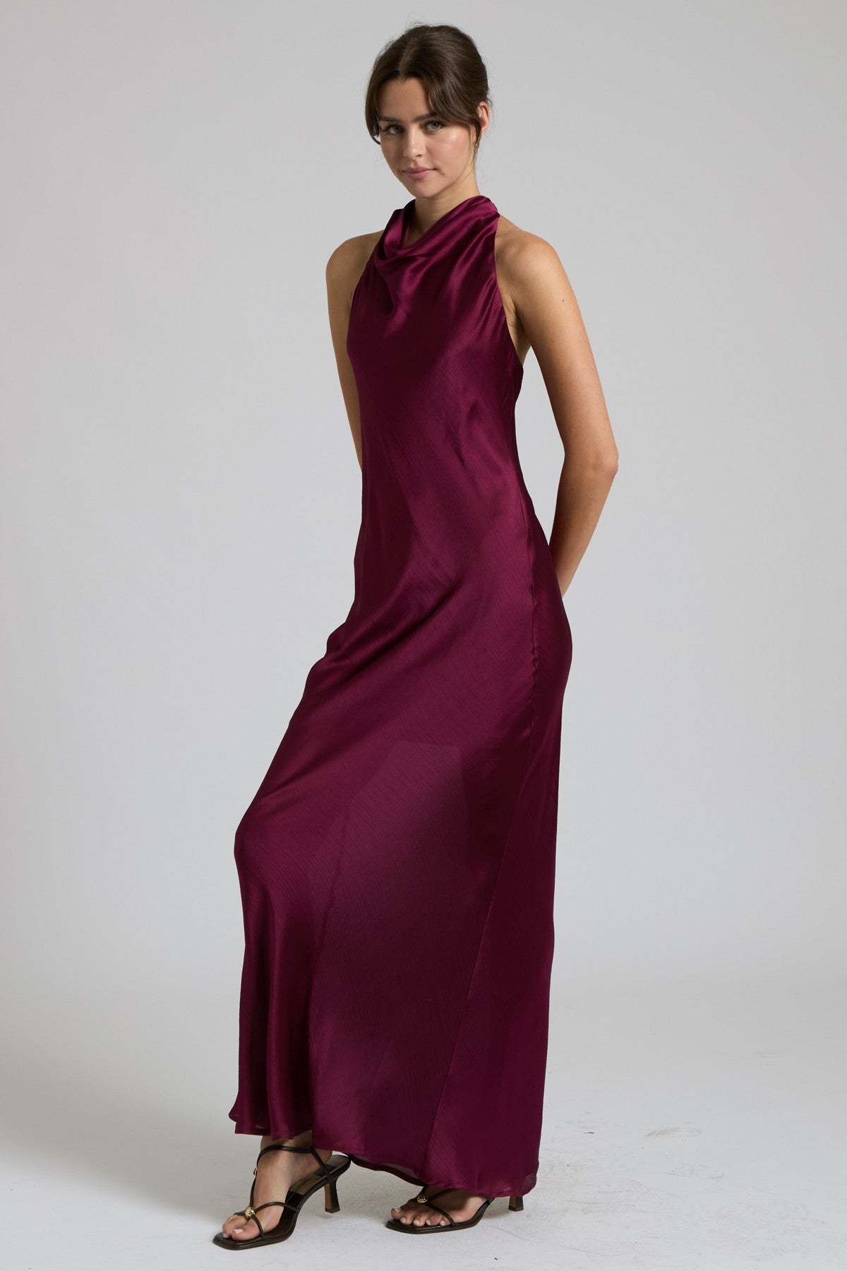Satin Halter Maxi Dress