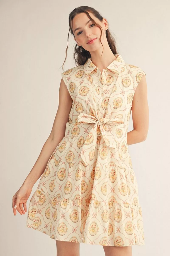 BAROQUE FLORAL MINI DRESS