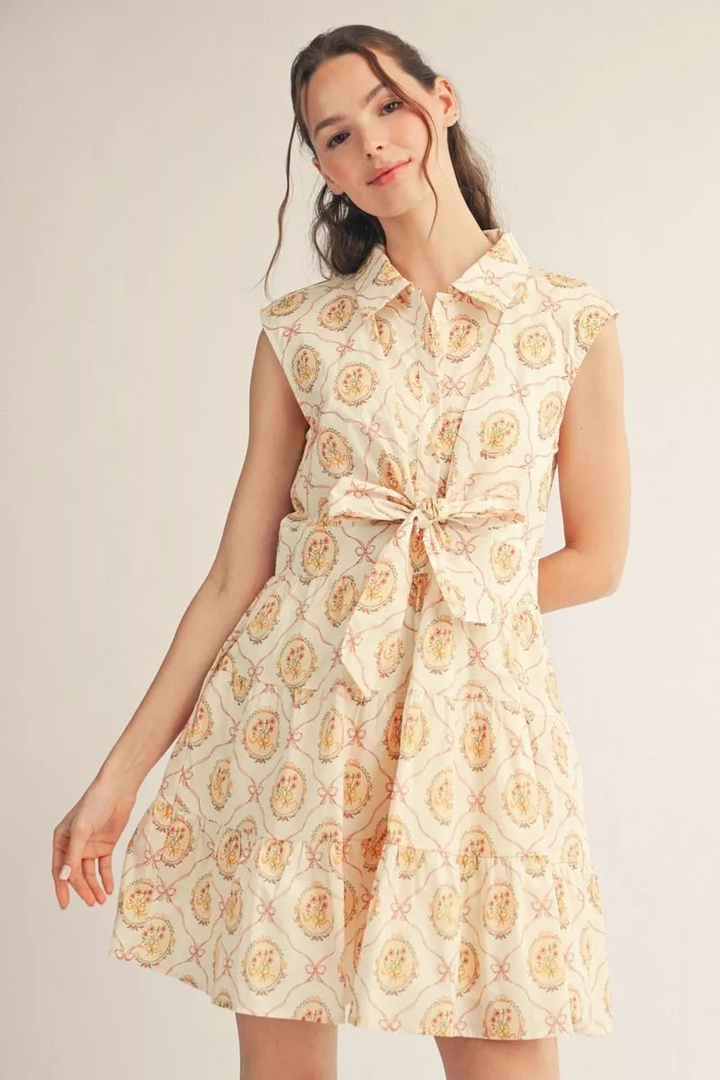 BAROQUE FLORAL MINI DRESS