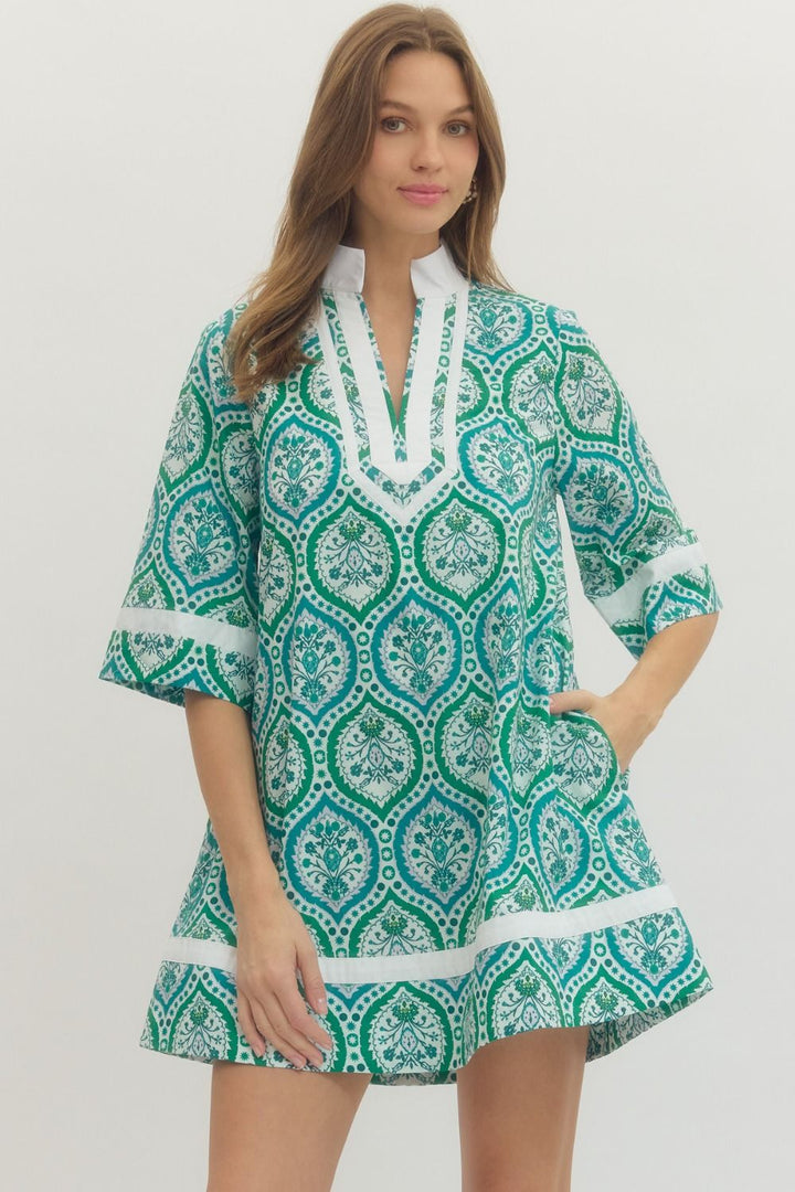 BOTANICAL PRINT MINI DRESS