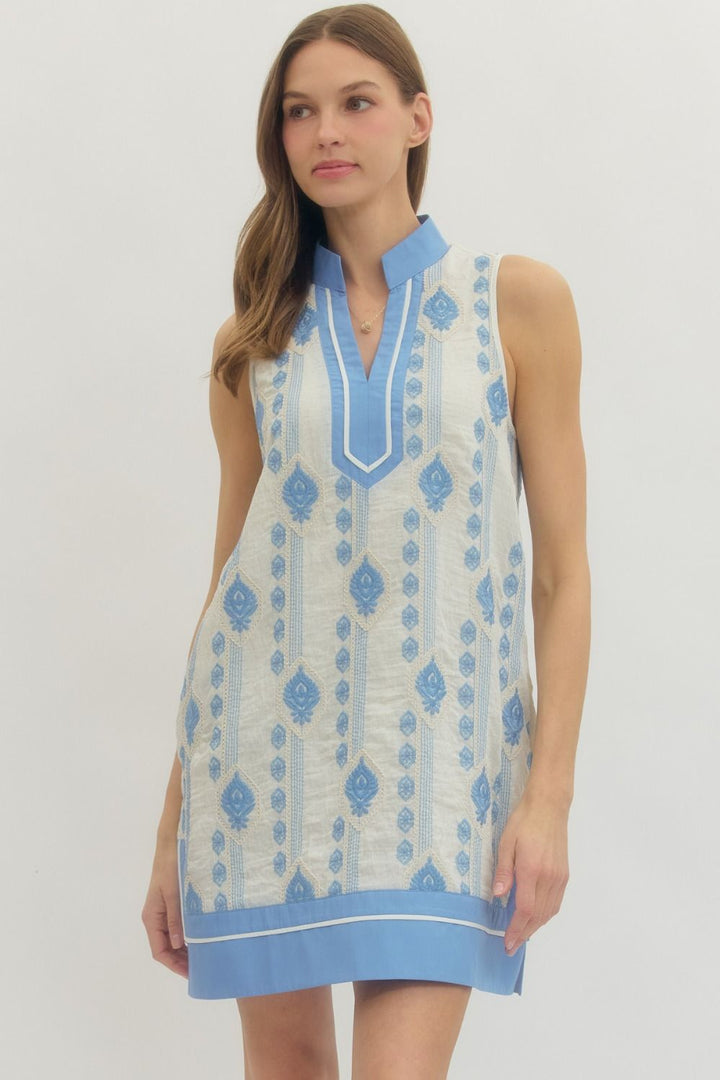EMBROIDERED MOTIF MINI DRESS