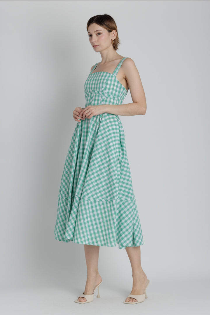 GINGHAM MIDI DRESS