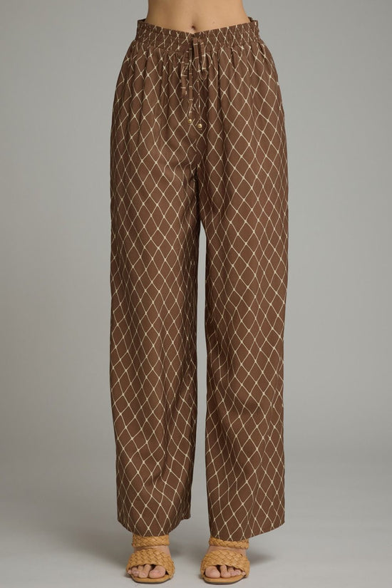 Geometric Drawstring Wide-Leg Pants