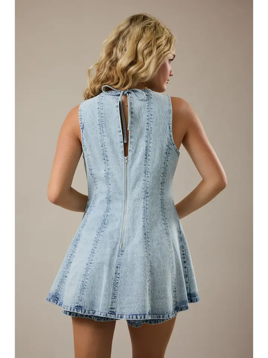 FLARE DENIM ROMPER