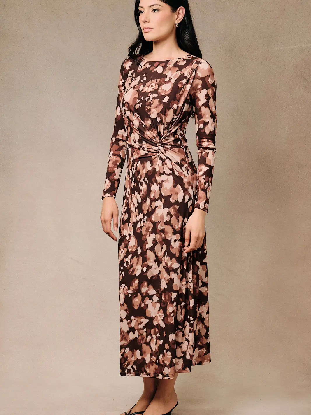 Floral Side-Knot Midi Dress