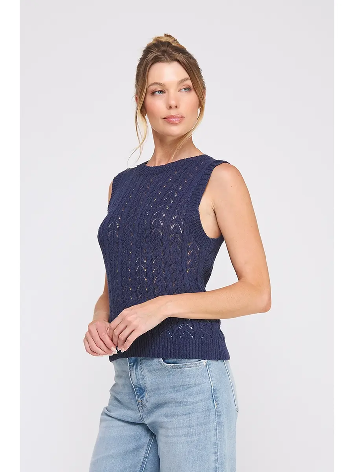POINTELLE KNIT VEST TOP