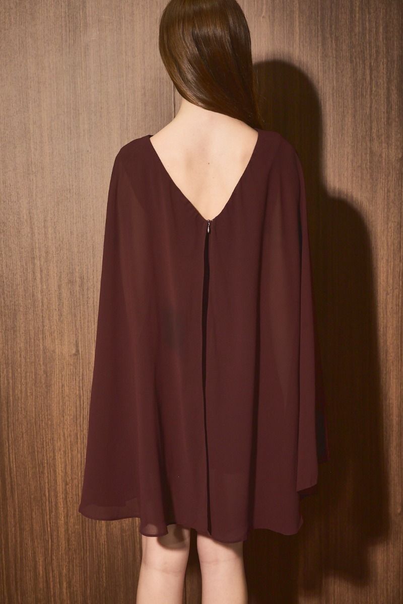 Cape-Sleeve Chiffon Romper