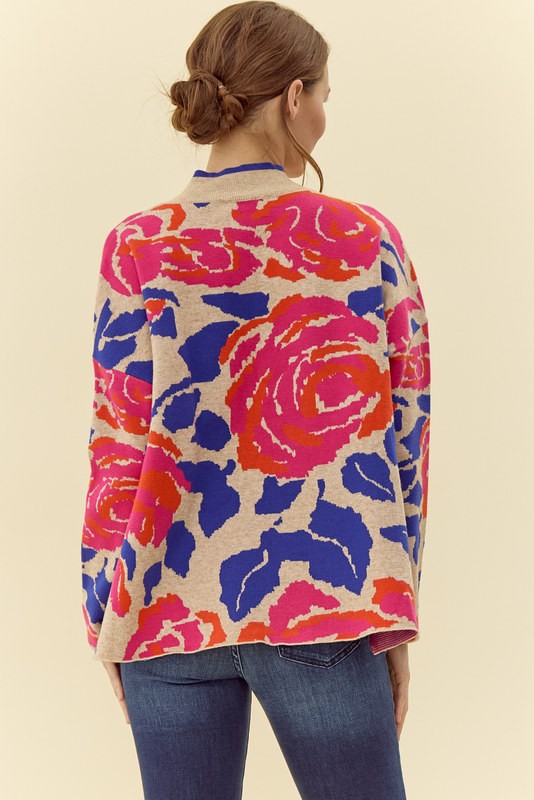 FLORAL MOCK NECK SWEATER