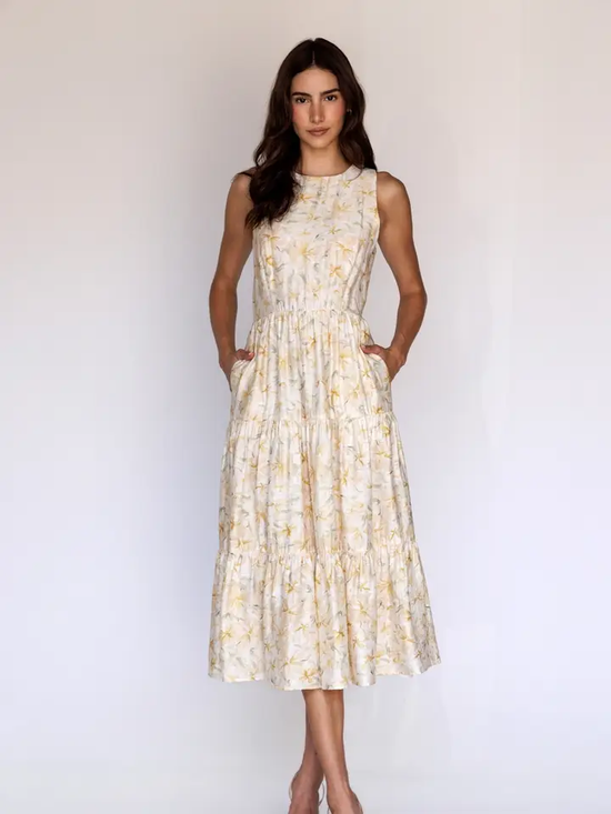 FLORAL SLEEVELESS MIDI DRESS