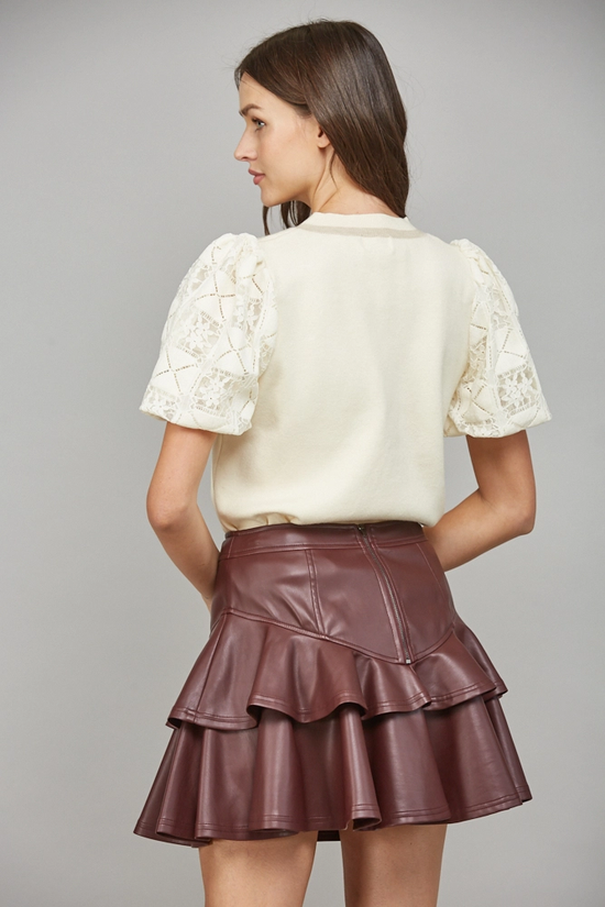LACE BUBBLE CREW NECK SWEATER