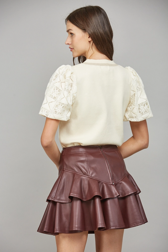 LACE BUBBLE CREW NECK SWEATER
