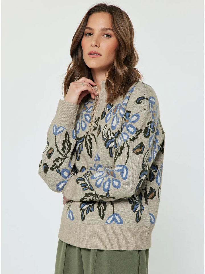 Jacquard 1/2 Zip Sweater