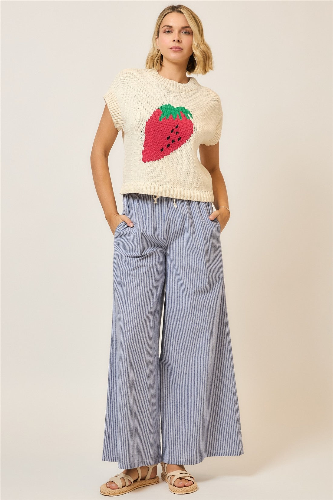 STRAWBERRY CAP SLEEVE SWEATER