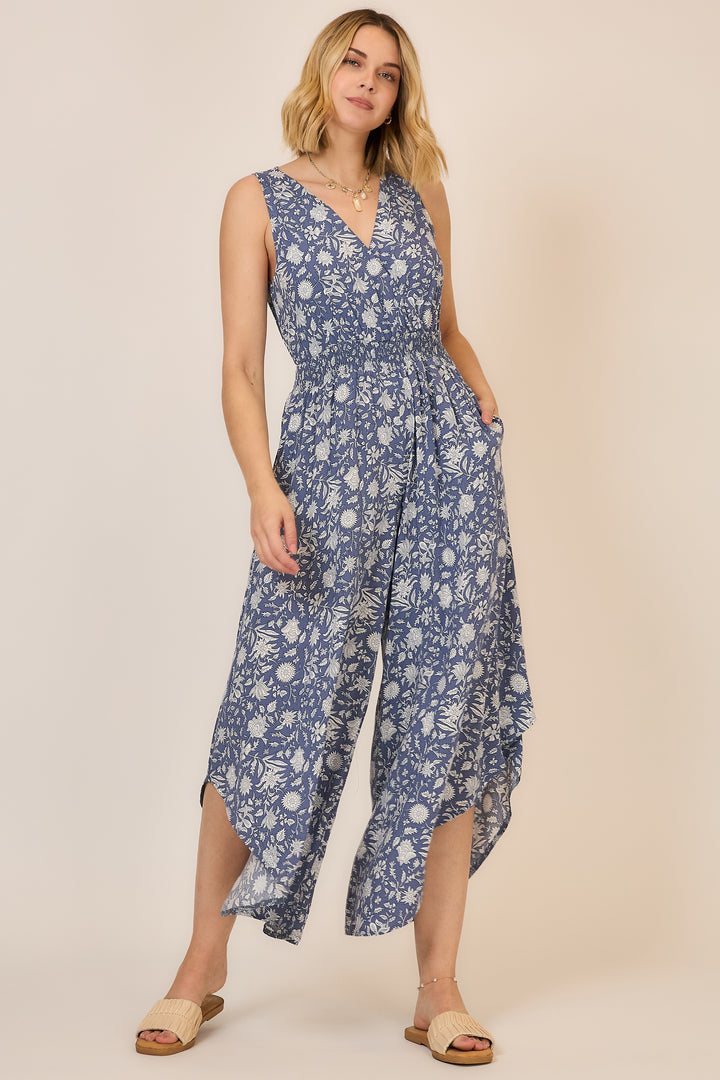 FLORAL PRINT SLEEVELESS JUMPSUIT