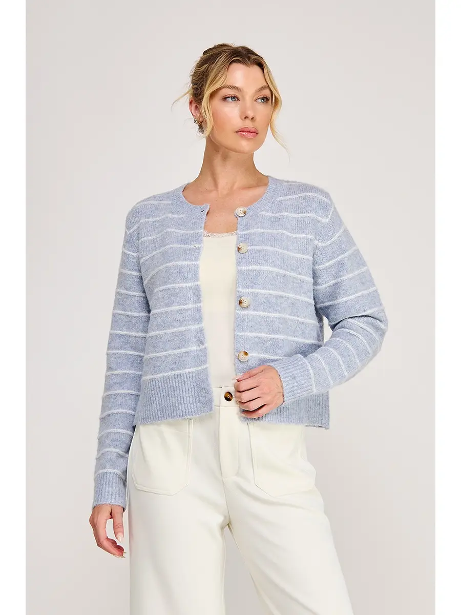 Light-blue striped button-front cardigan - product image 1