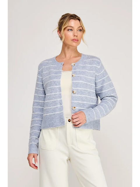 Light-blue striped button-front cardigan - product image 1