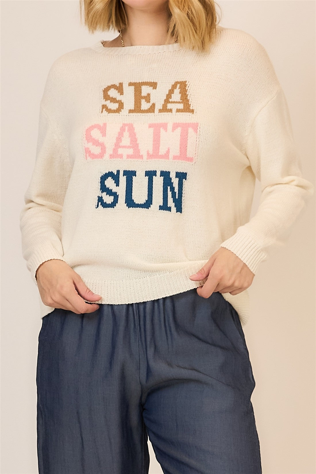 "SEA,SALT,SUN" SWEATER