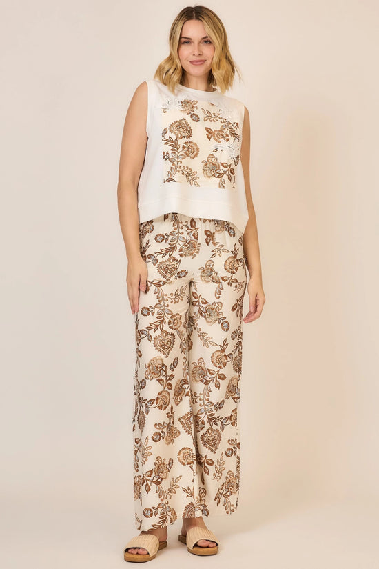 FLORAL WIDE LEG PANTS