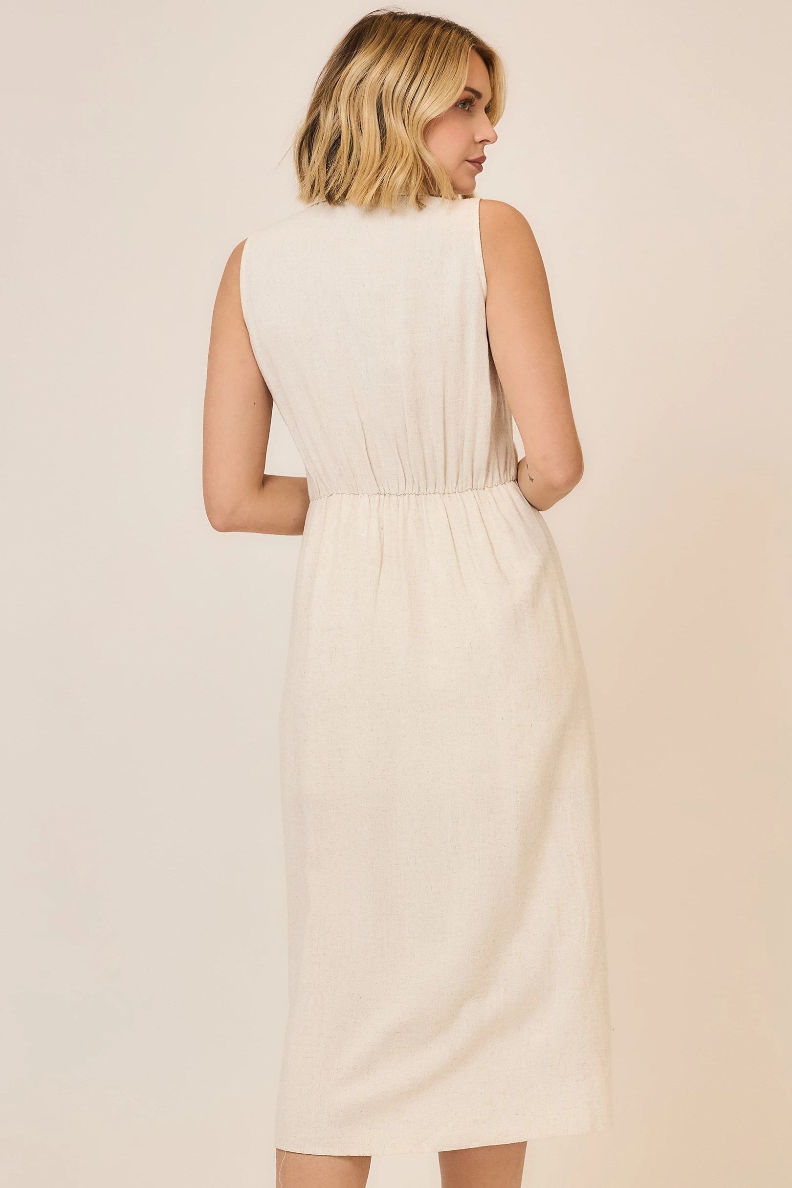 WAIST TIE MIDI DRESS