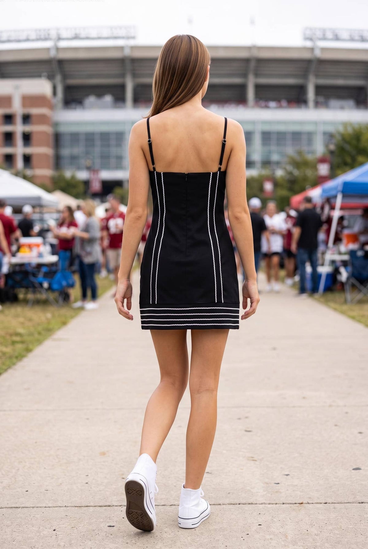 Black TCU Trim-Detail Mini Dress - alternate view