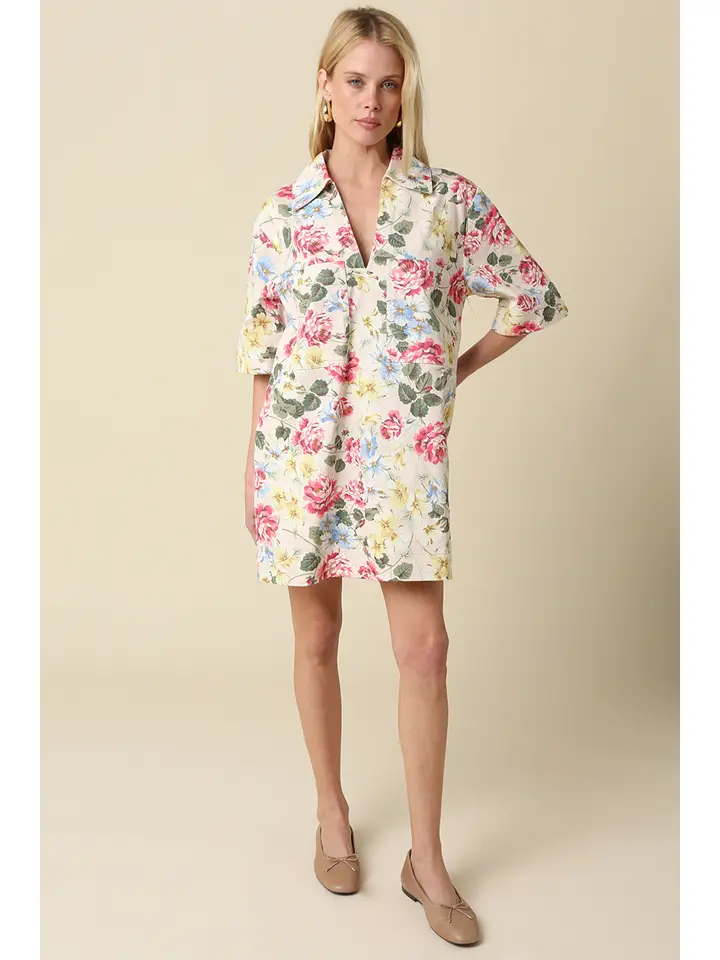 LYLA FLORAL COLLARD DRESS