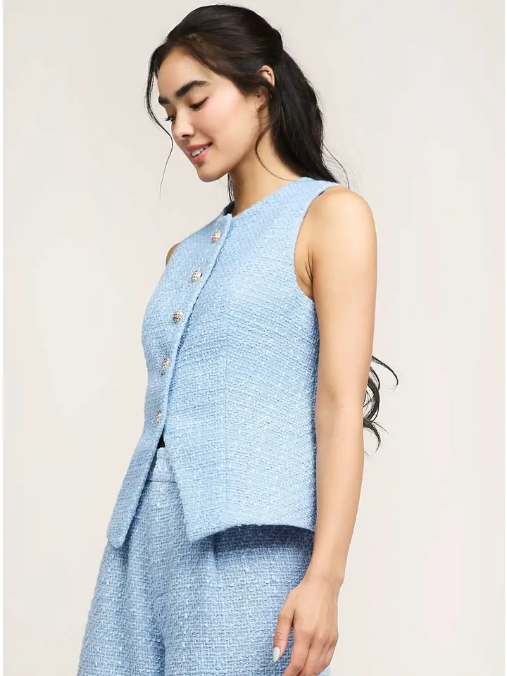 GOLD BUTTON TWEED VEST