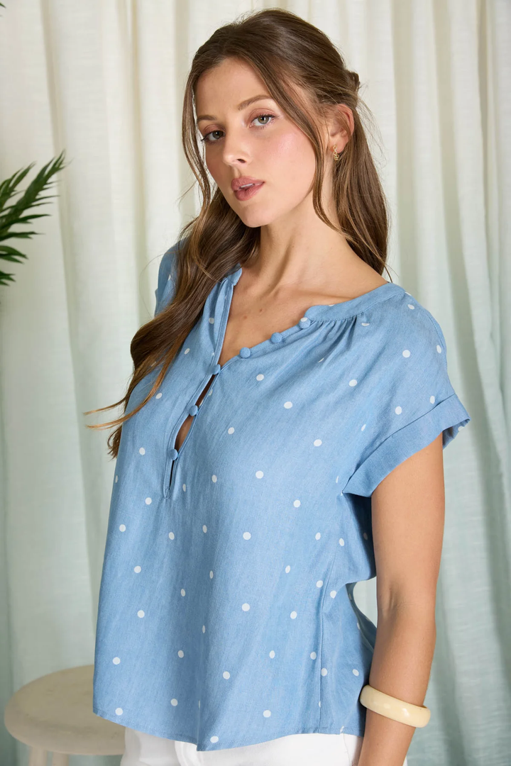 POLKA DOT HENLEY TOP