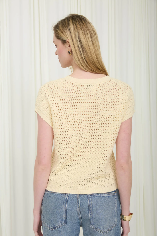 SHEER KNIT CREW NECK TOP