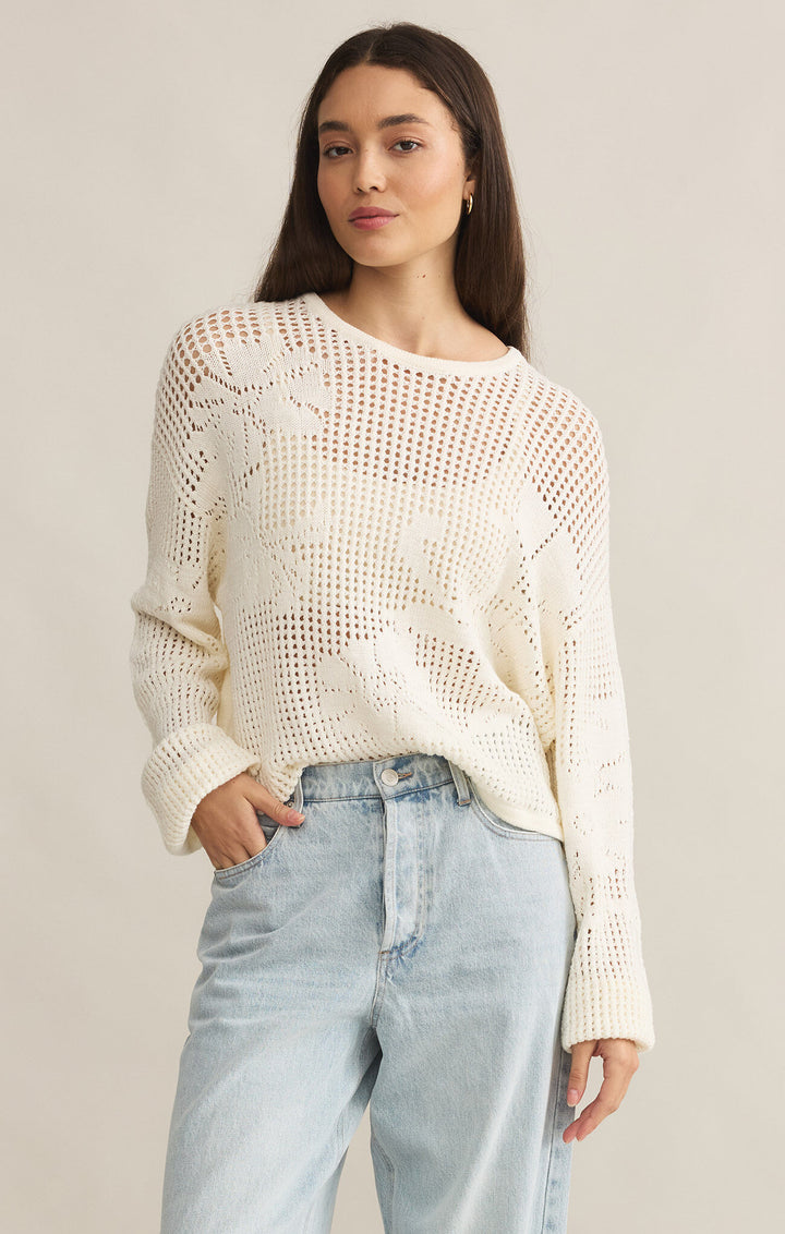 YAEL CROCHET KNIT SWEATER