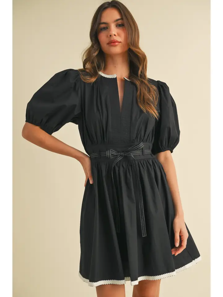 BELTED A LINE FLARE MINI DRESS