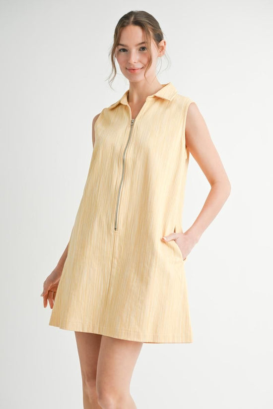 COLLARED ZIPPER MINI DRESS