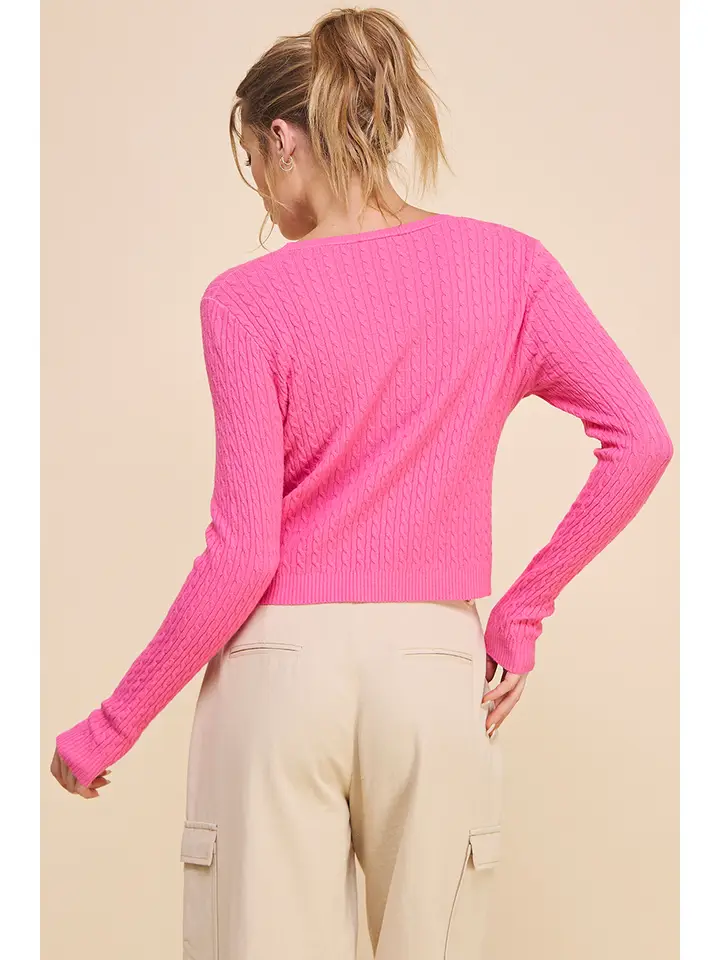 CABLE KNIT VNECK SWEATER