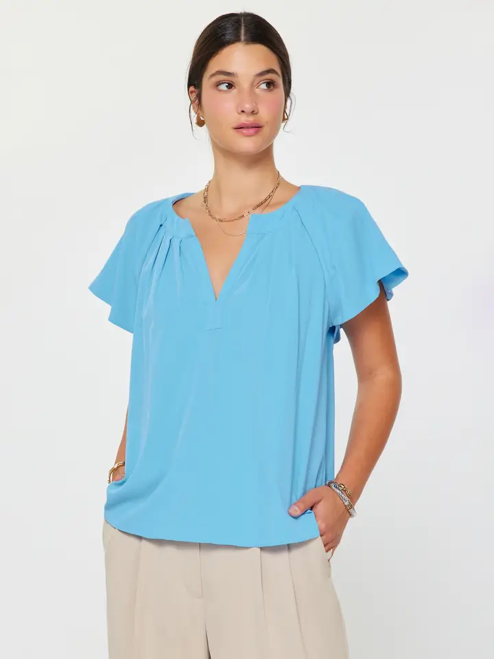 PLEATED NECKLINE BLOUSE