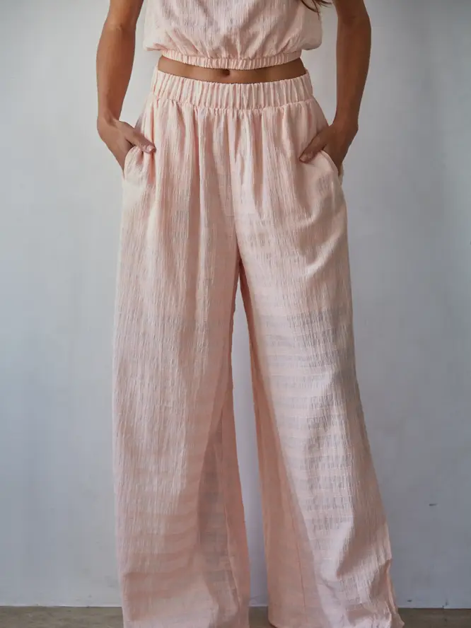 WIDE LEG SIDE SLIT PANTS