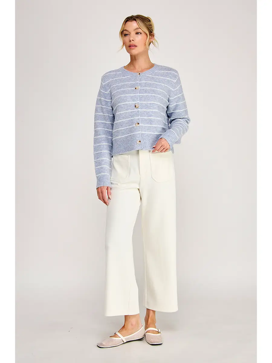 Light-blue striped button-front cardigan - product image 4