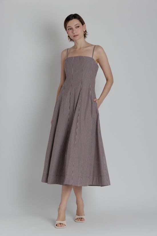 STRIPED PANEL MIDI DRESS