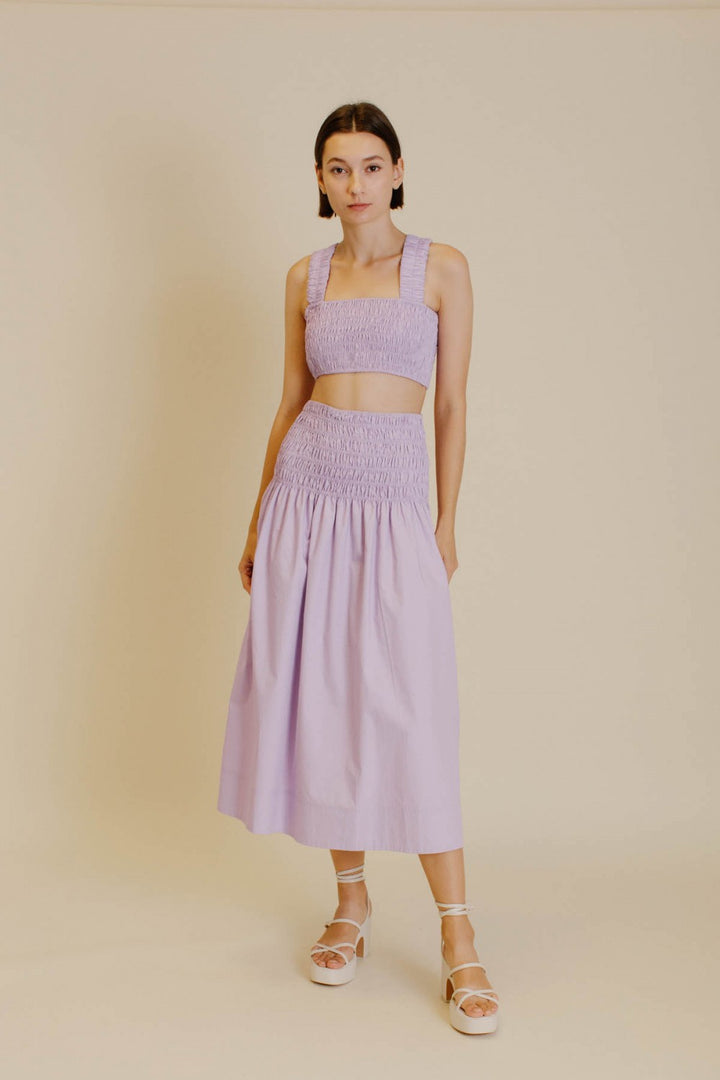 POPLIN SHIRRED TOP & SKIRT