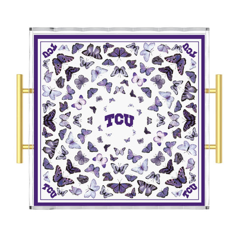 TCU butterfly acrylic serving tray with gold handles