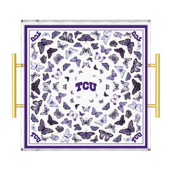 TCU butterfly acrylic serving tray with gold handles