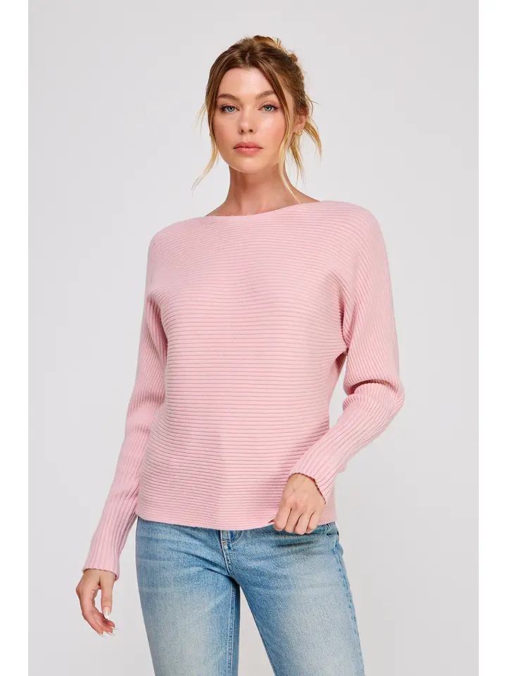 RIBBED DOLMAN PULLOVER