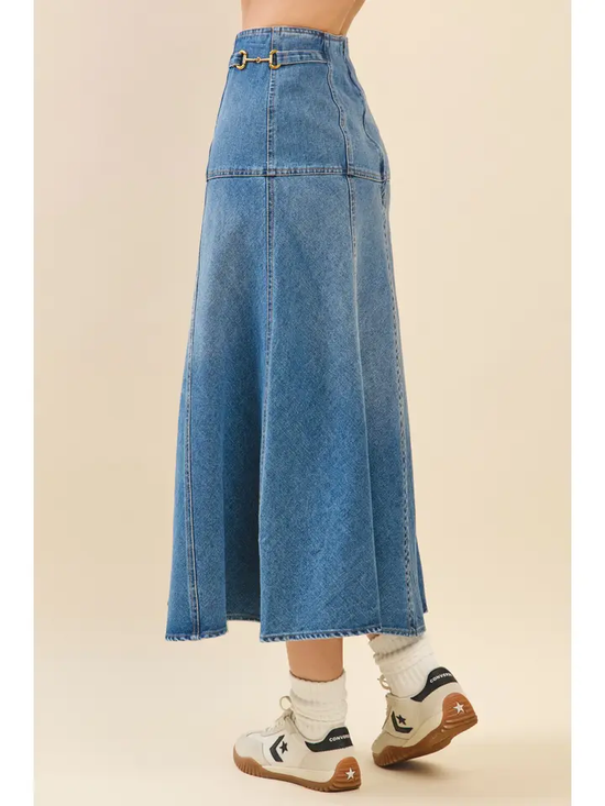 BUCKLE DETAIL MIDI SKIRT