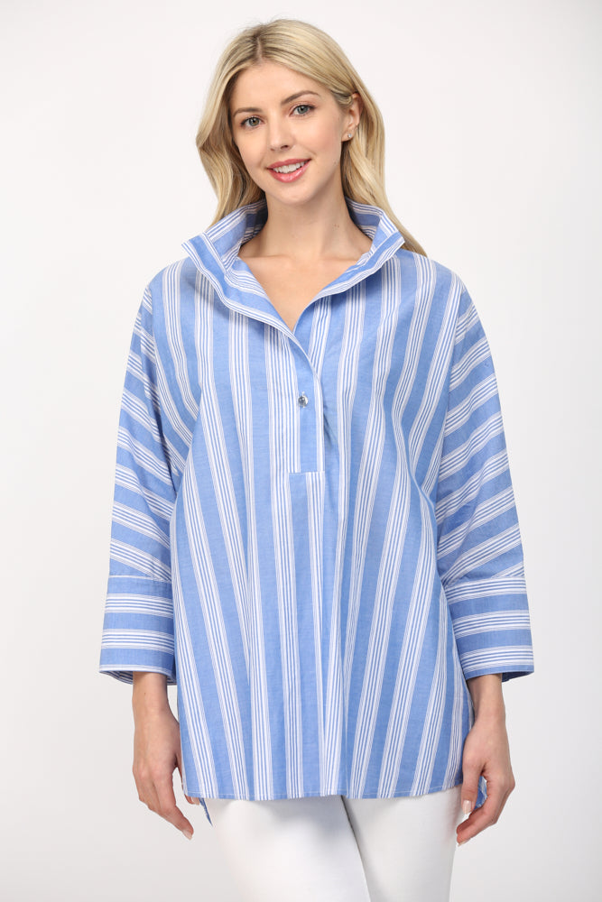 STRIPED POPLIN TUNIC TOP