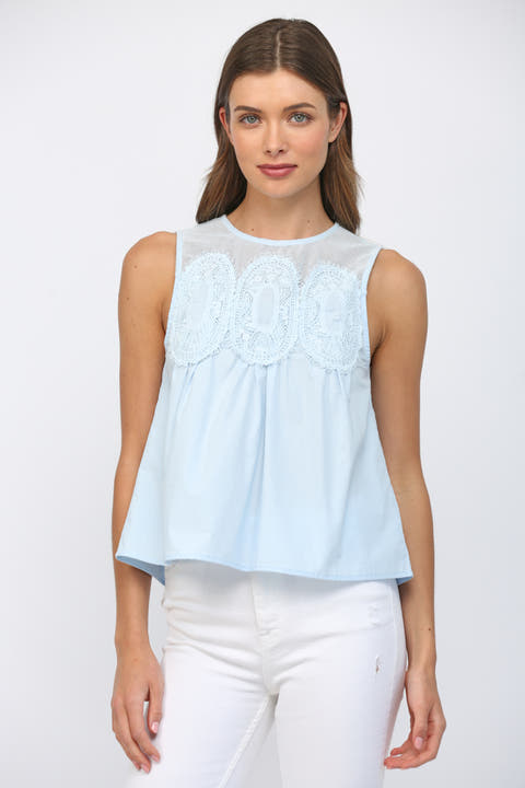 Mesh Appliqué Sleeveless Top